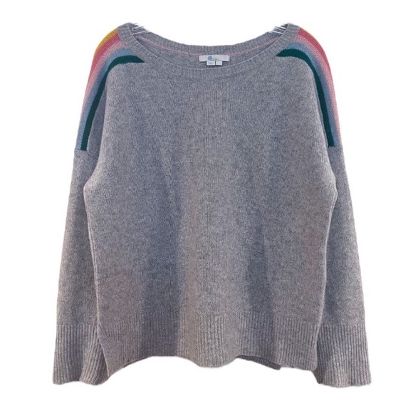 Boden Sweaters - Boden 100% Cashmere Rainbow Shoulder Gray Knit Pullover Crew Neck Sweater Large